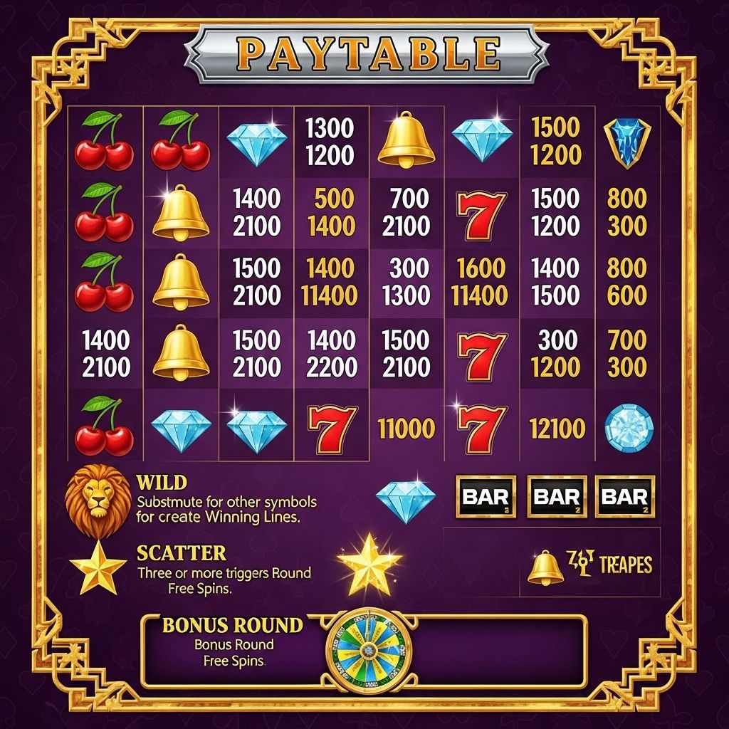 老虎機paytable